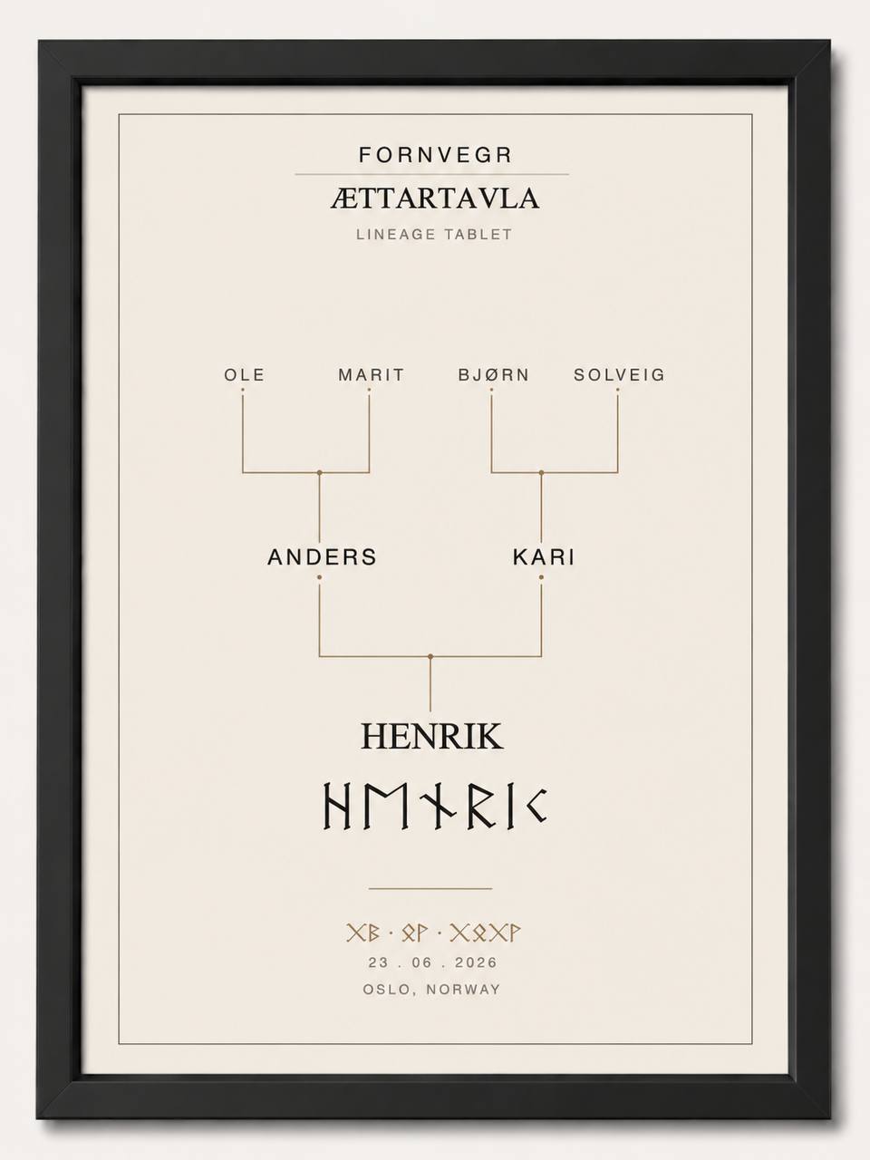 Ættartavla Lineage Tablet - clean black frame