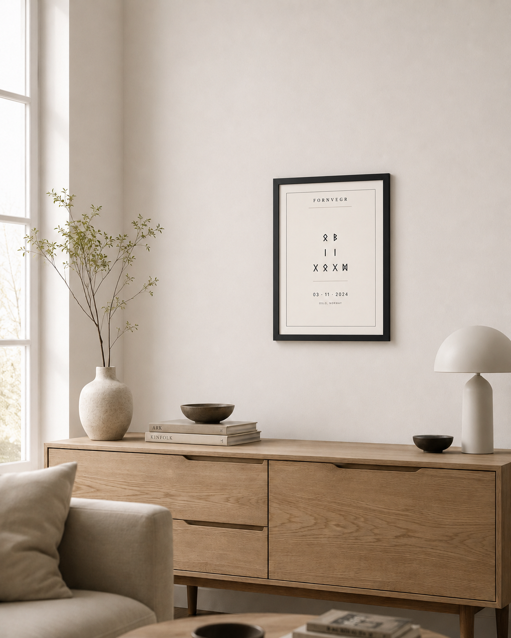 Runic birth marker nursery wall art mockup