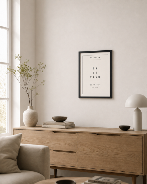 Runic birth marker nursery wall art mockup