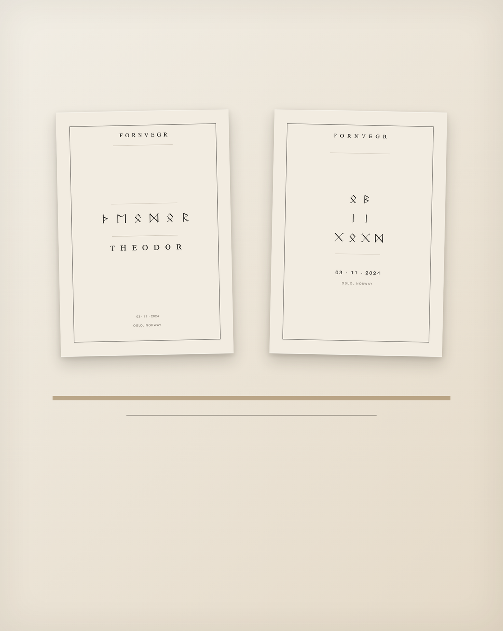 Name Print and Birth Marker Gift Set - A4 unframed pair