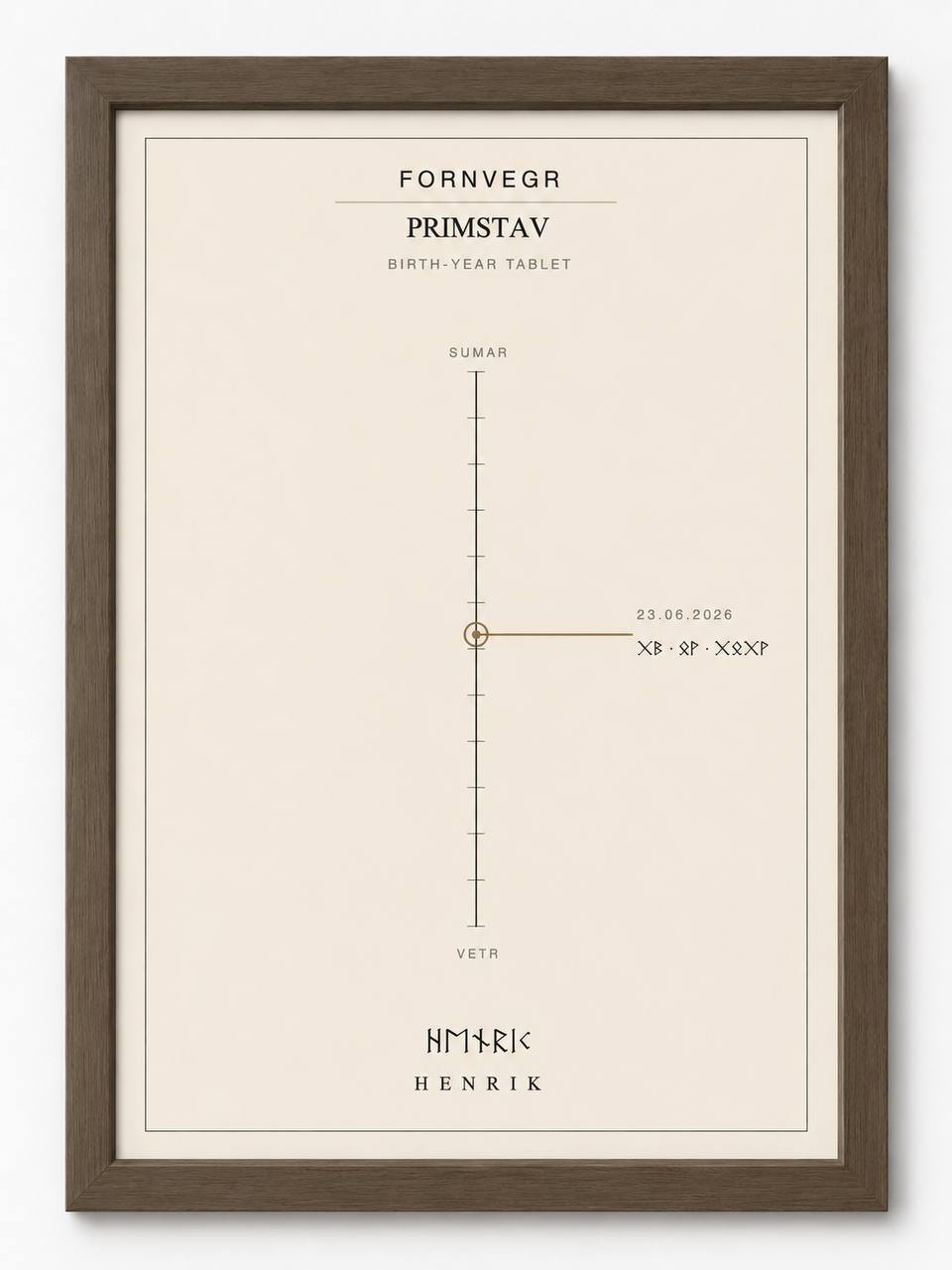 Primstav Birth-Year Tablet - clean dark wood frame