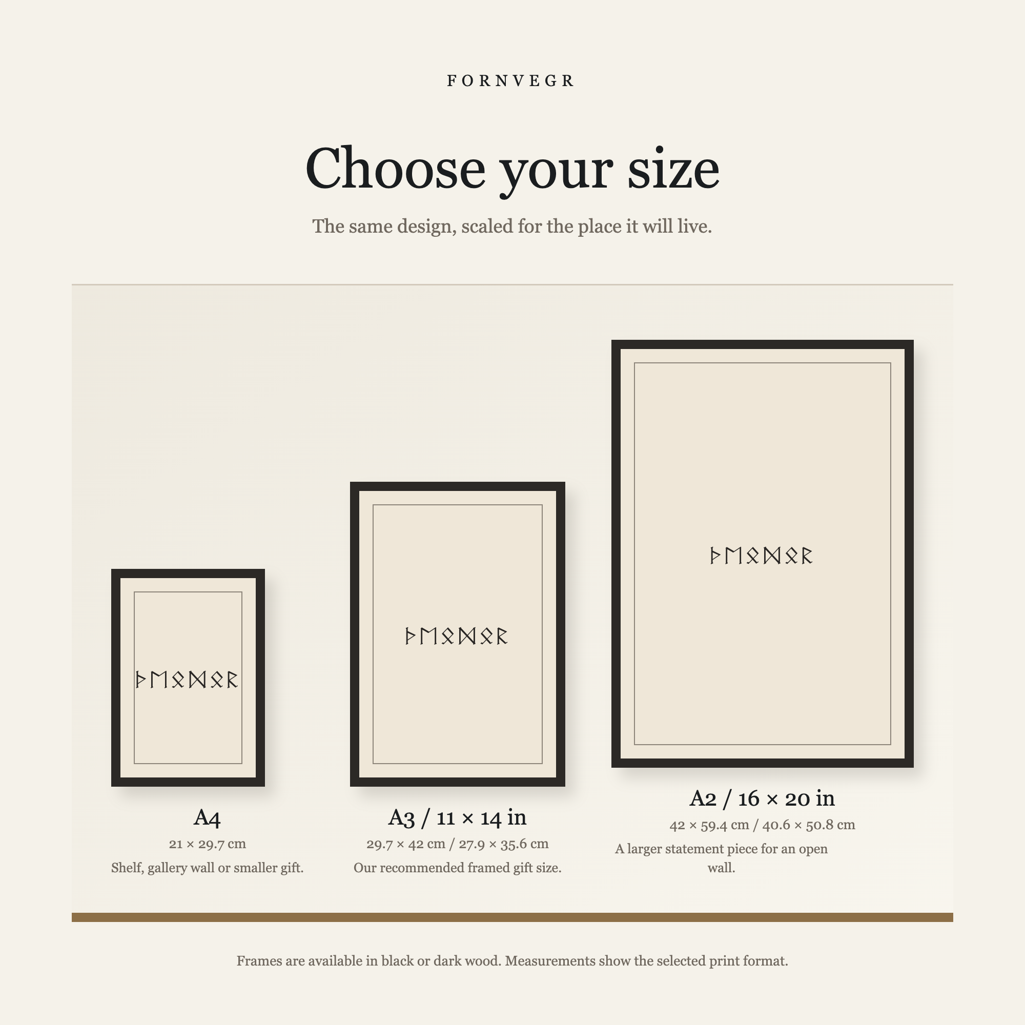 Name Print size guide for A4, A3, 11x14, A2 and 16x20 formats