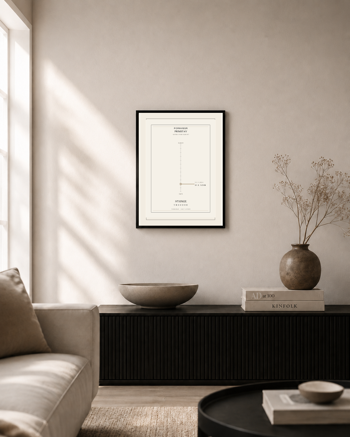 Primstav Birth-Year Tablet - black frame sideboard lifestyle